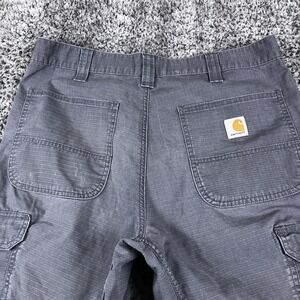 Carhartt Pants Mens 34x32 Gray Canvas Relaxed Fit Cargo Workwear Ripstop Outdoor